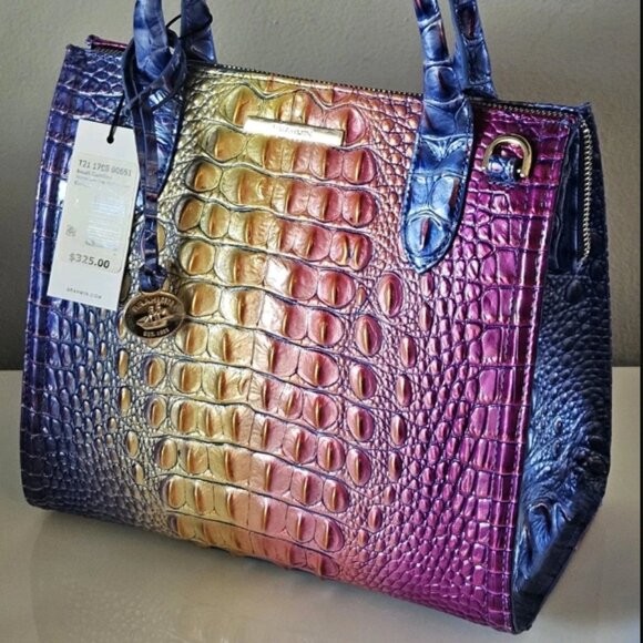 NWT Brahmin Small Caroline Satchel Magic Ombre Melbourne Leather Bag NWT - Picture 3 of 11